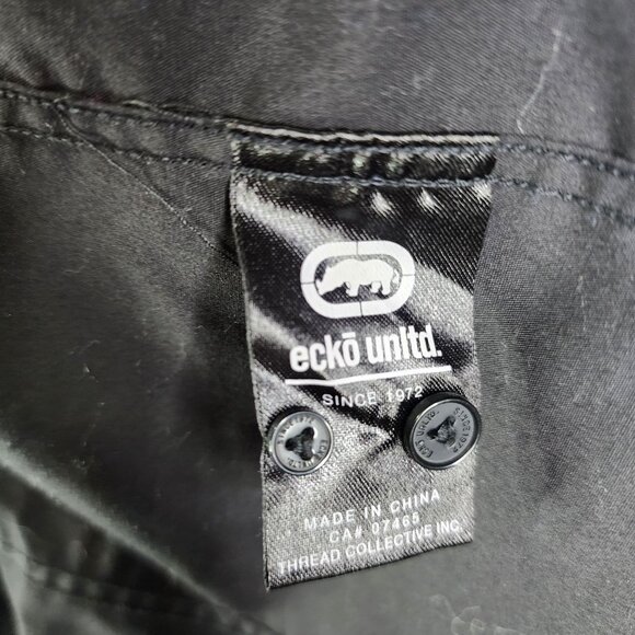 Mens Black Ecko Unltd Shirt Long Sleeve Button-Up Front Pockets Size 2XL - Picture 8 of 13